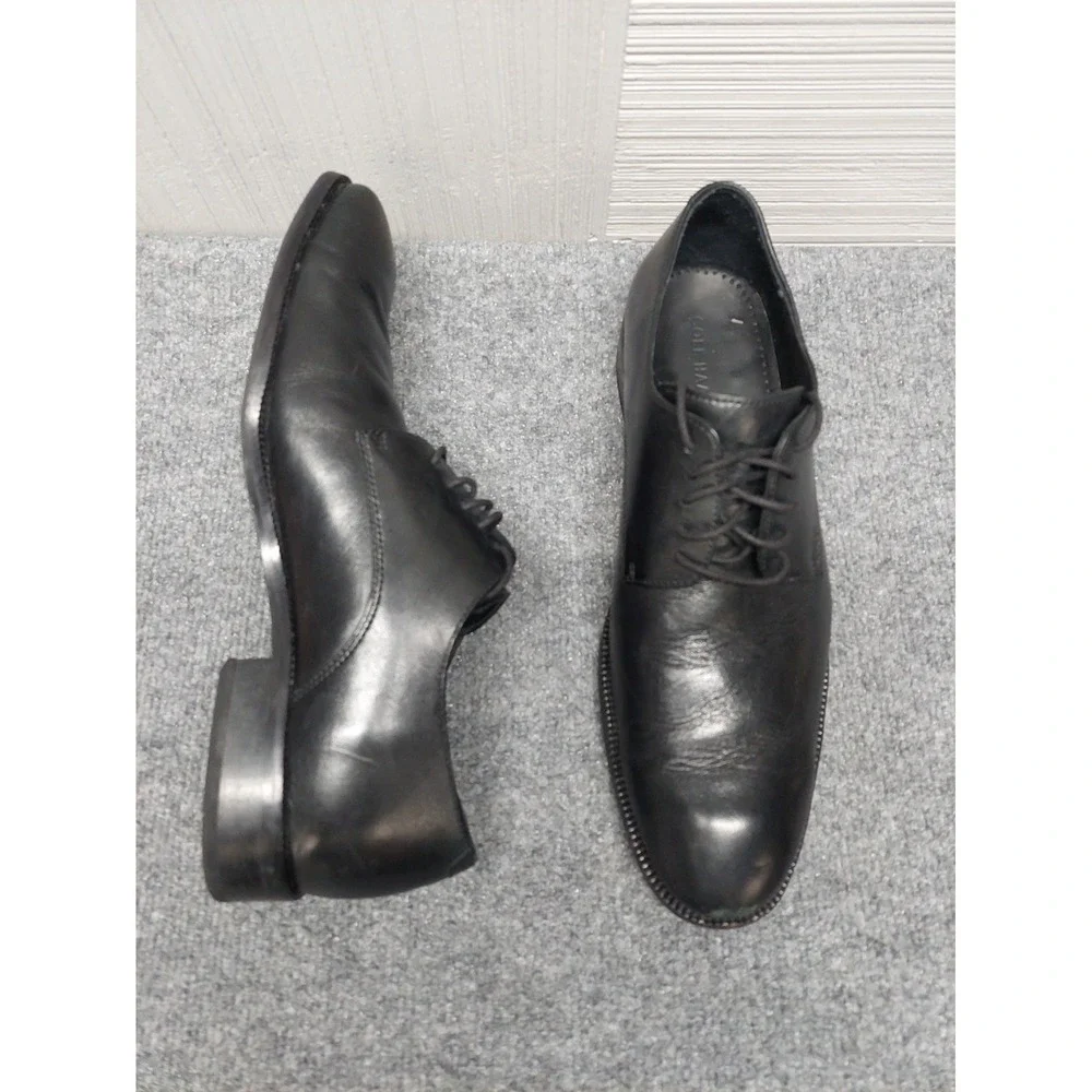 Cole Haan Men Dress Shoes 12M Black Lace Up Round Toe Comfort Logo Formal Wear